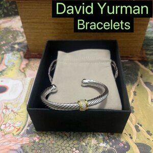 𝙳𝚊𝚟𝚒𝚍 𝚈𝚞𝚛𝚖𝚊𝚗 18K Bracelet with Pave Diamond Station 7mm